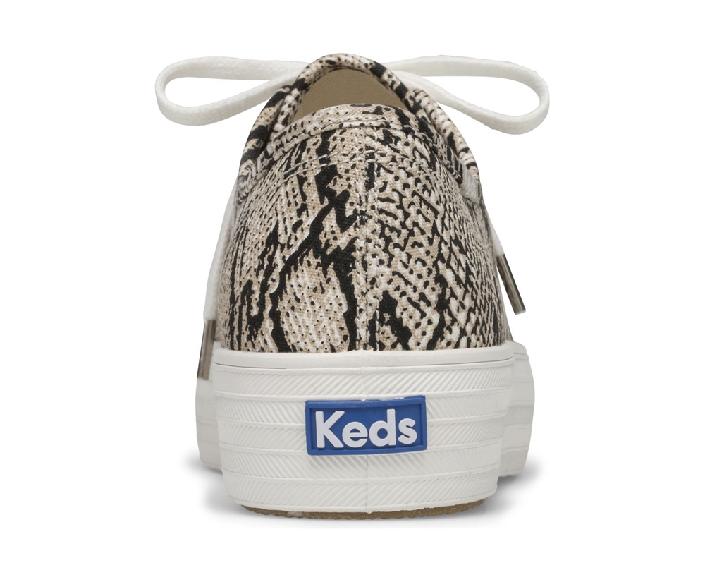 Womens Keds Sneakers - Triple Kick Snake - White/Black - 4521-CUIQG